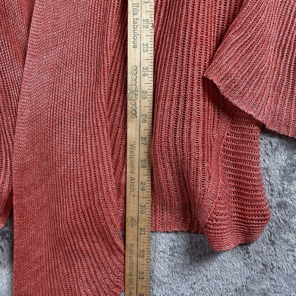 Eileen Fisher Dusty Rose Open-Front Ribbed Cardigan - Picture 9 of 10